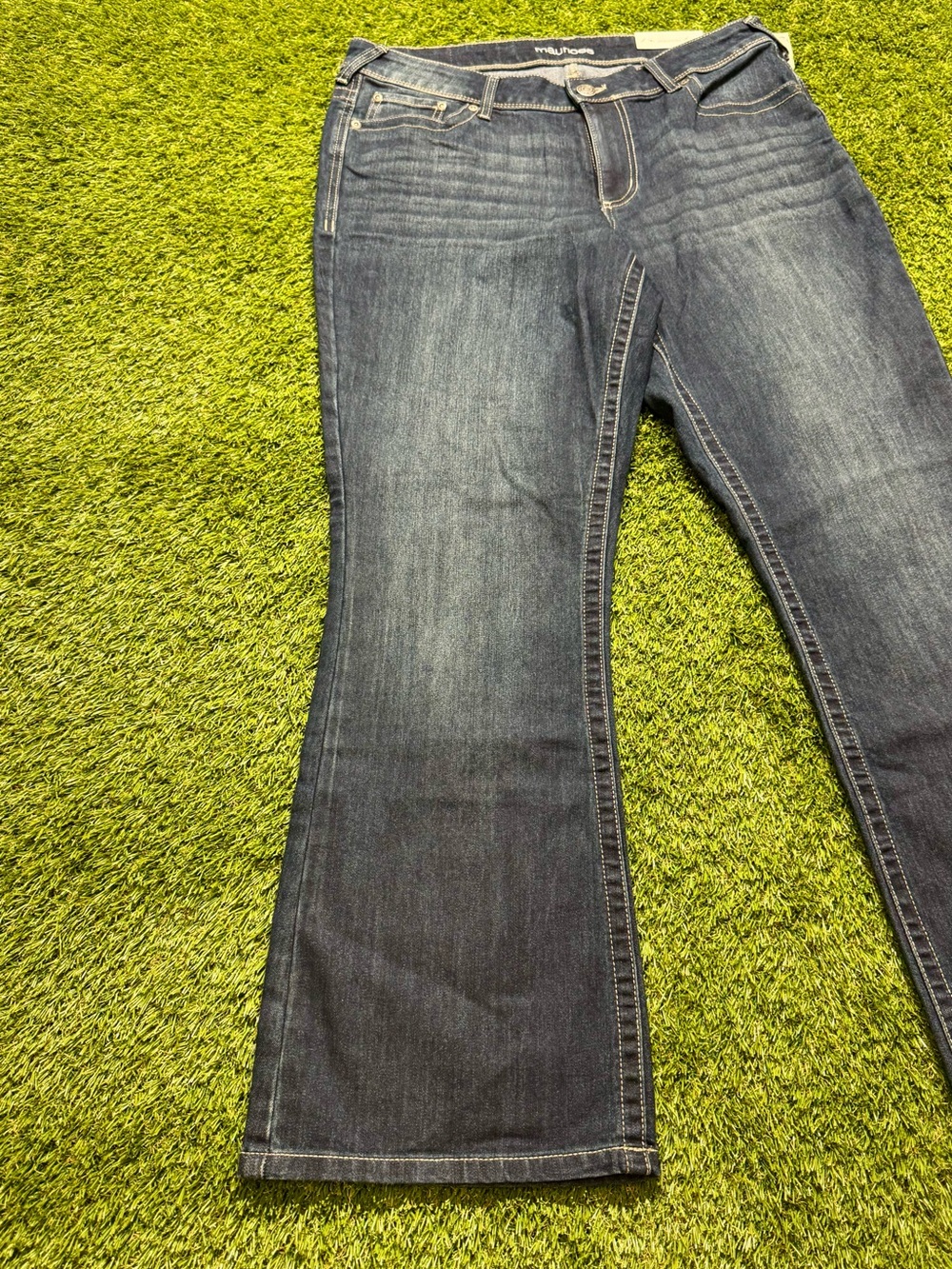 maurices Denim Flex Bootcut Jeans Mid Rise Stretch Women’s 14W Navy Blue - Picture 4 of 14